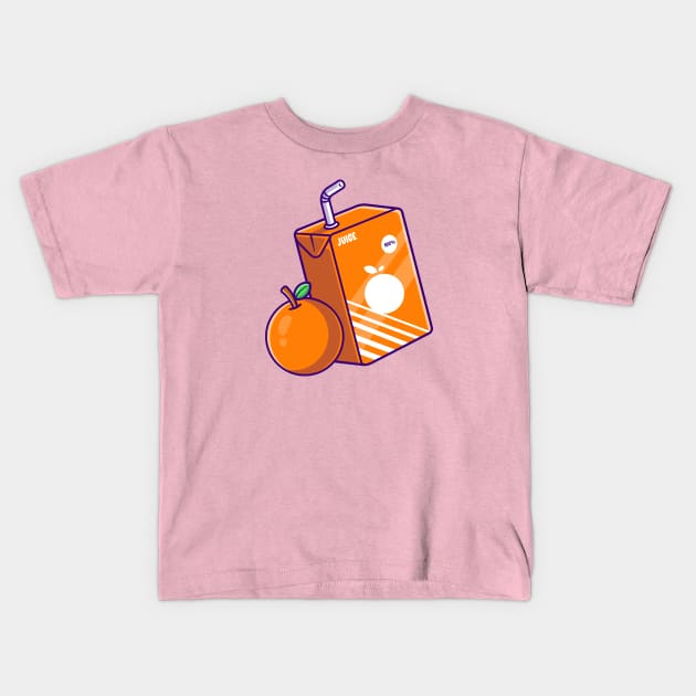 Orange Juice Box Cartoon Kids T-Shirt by Catalyst Labs